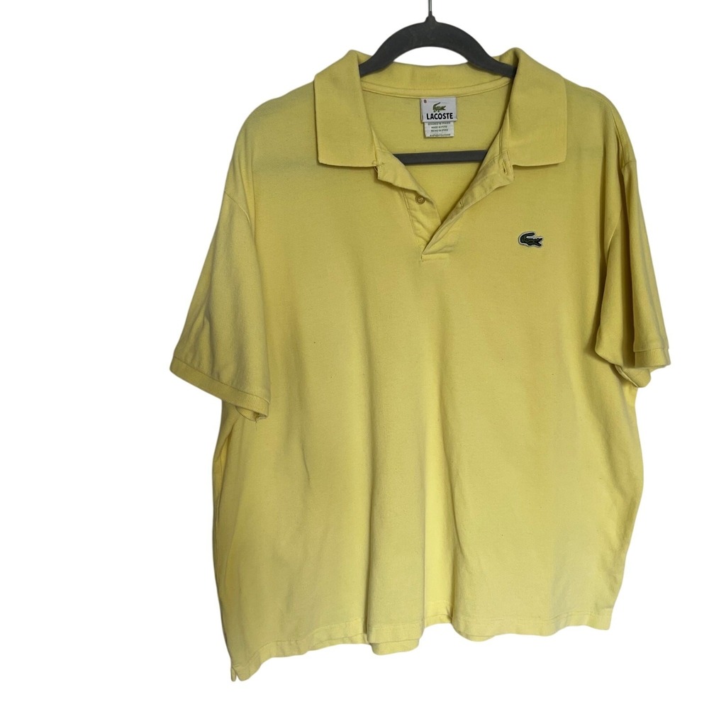 Lacoste Mens Short Sleeve Pique Polo Shirt Yellow‎ Size 8 XL 100% Cotton
